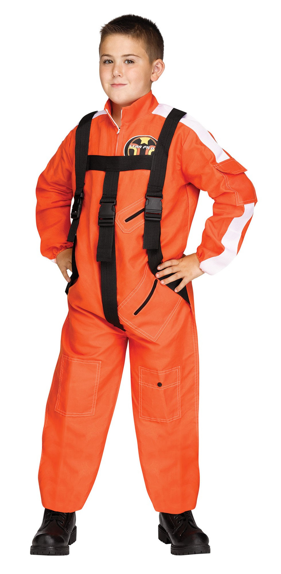 Orange Star Pilot Jumpsuit Boys Children Halloween Costume Large